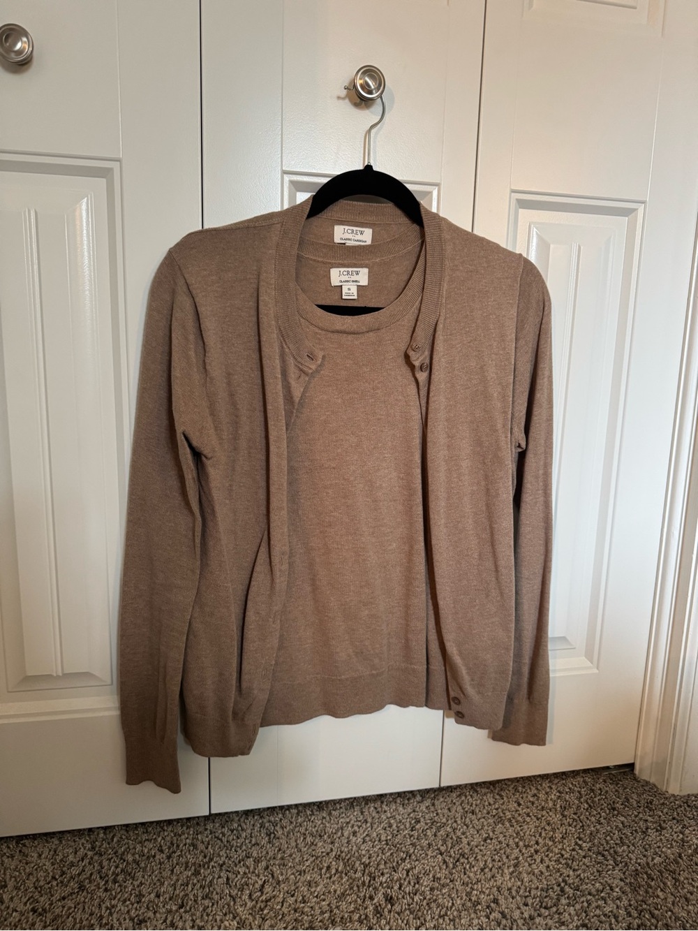 J. Crew Neutral Taupe Cardigan and Matching Shell Set